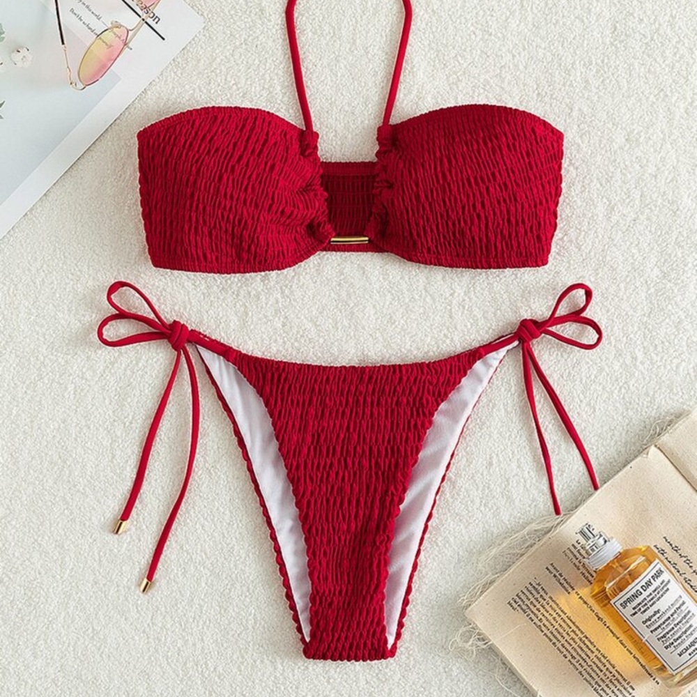 NWOT- Red Textured Bikini Set